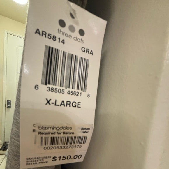 NWT Short-sleeved grey front-tie knee-length tee shirt dress Three Dots XL - Picture 5 of 5